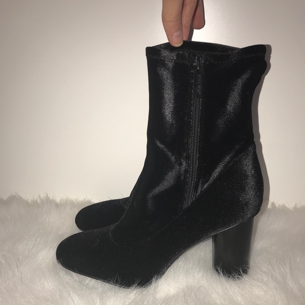 Nine West Black Velvet Ankle Booties